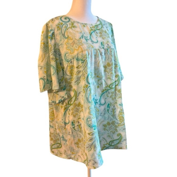 Dokotoo Boho Paisley Print Blouse Size L NWT Flutter Sleeve Tunic Top - Picture 2 of 7